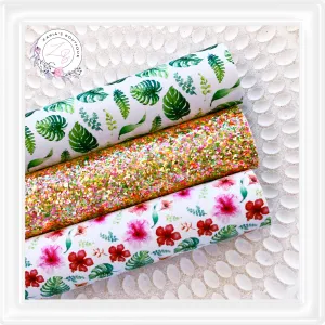 ⋅ Hibiscus Sparkle ⋅ Vegan Faux Leather 3 Piece Bundle OR Single Sheets ⋅