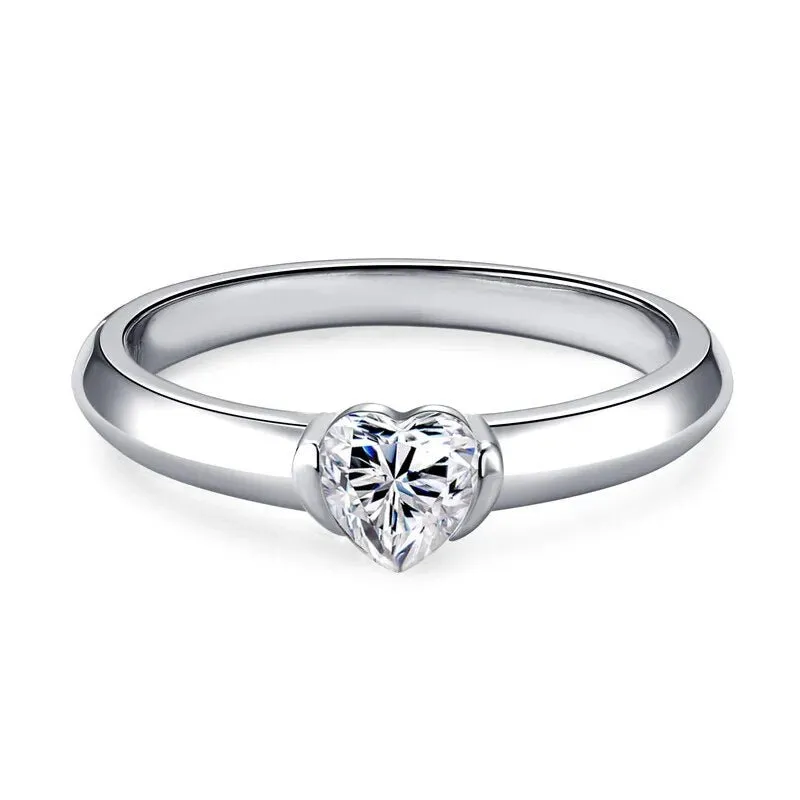 0.5 Ct Heart Cut Diamond Solitaire Engagement Ring