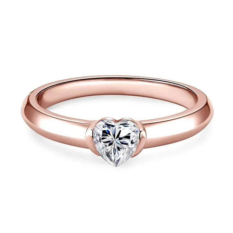 0.5 Ct Heart Cut Diamond Solitaire Engagement Ring
