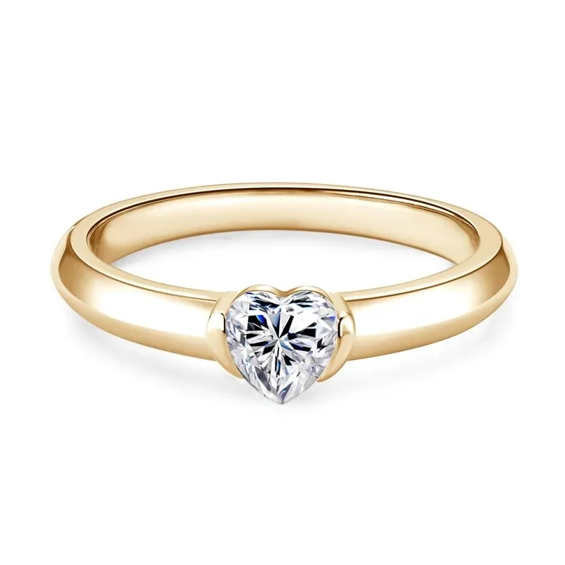 0.5 Ct Heart Cut Diamond Solitaire Engagement Ring