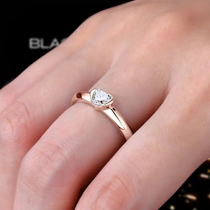0.5 Ct Heart Cut Diamond Solitaire Engagement Ring