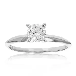 0.70 cttw Solitaire Diamond Engagement Ring in 14K White Gold