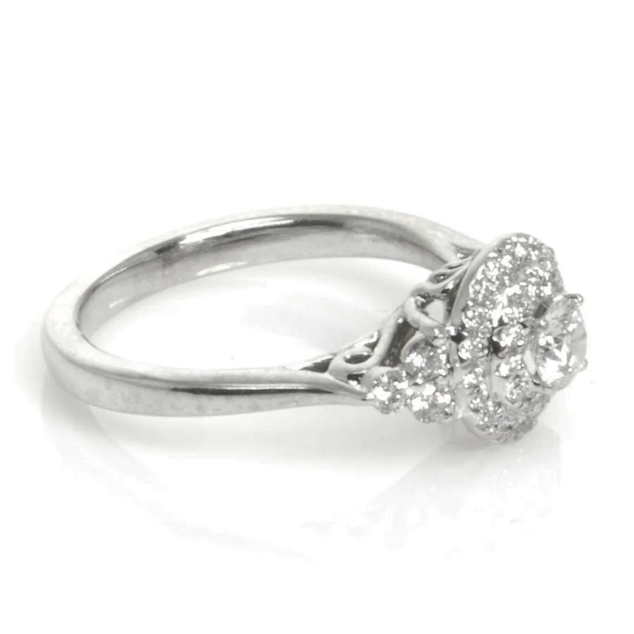 0.83ct Double Halo Diamond Engagement Ring