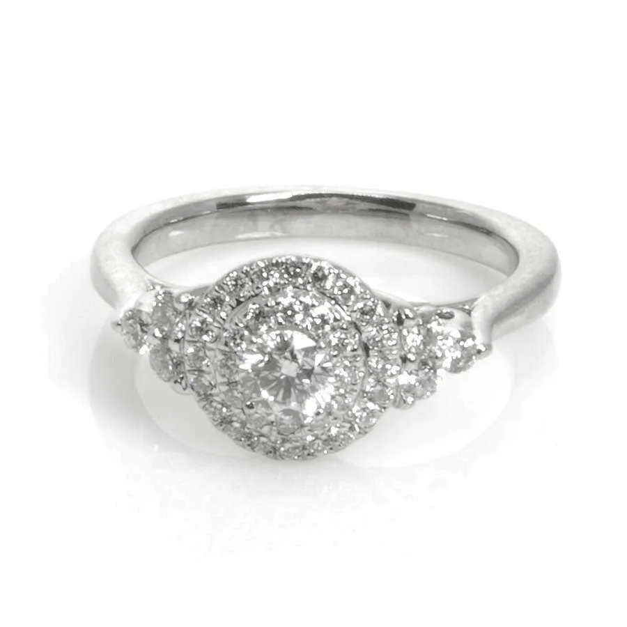 0.83ct Double Halo Diamond Engagement Ring