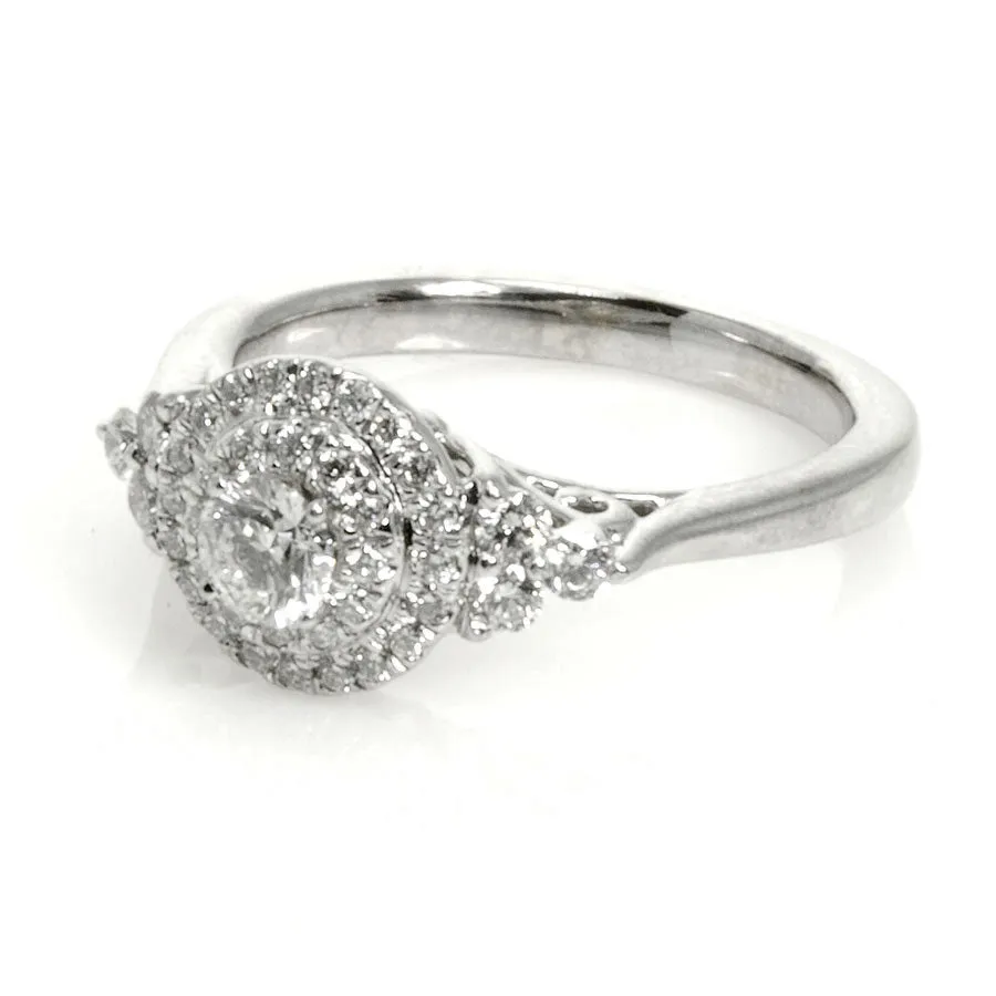 0.83ct Double Halo Diamond Engagement Ring