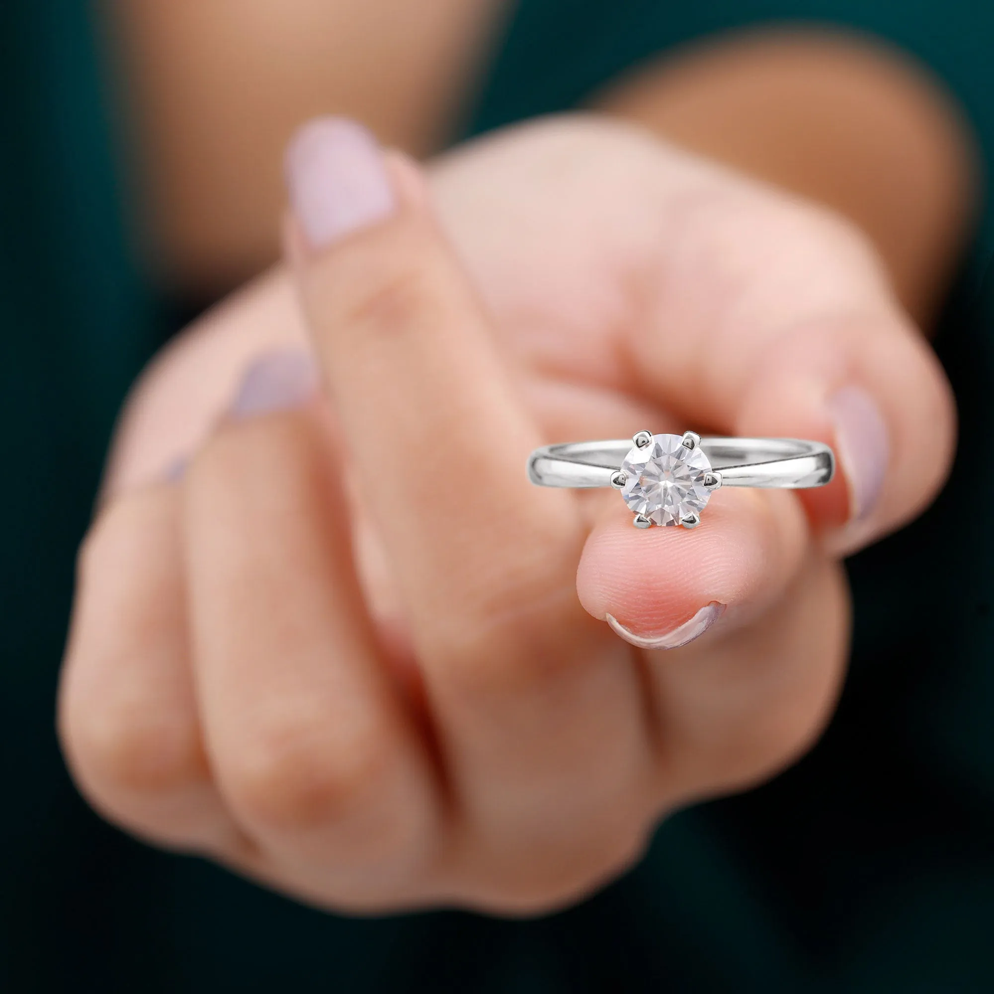 1 CT Certified Moissanite Round Cut Solitaire Ring in Gold