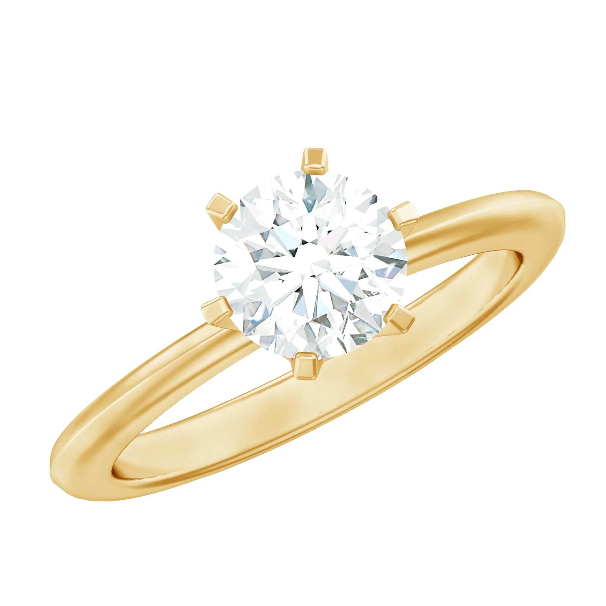 1 CT Certified Moissanite Round Cut Solitaire Ring in Gold