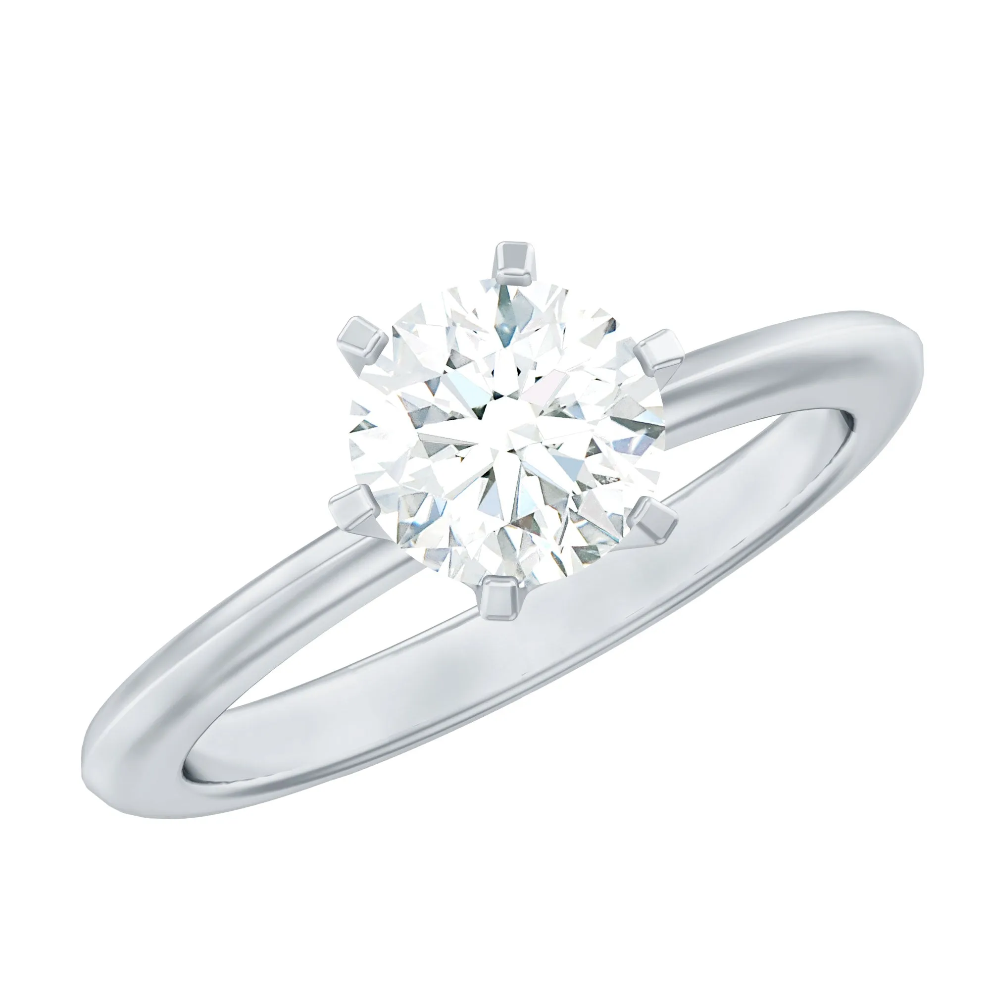 1 CT Certified Moissanite Round Cut Solitaire Ring in Gold