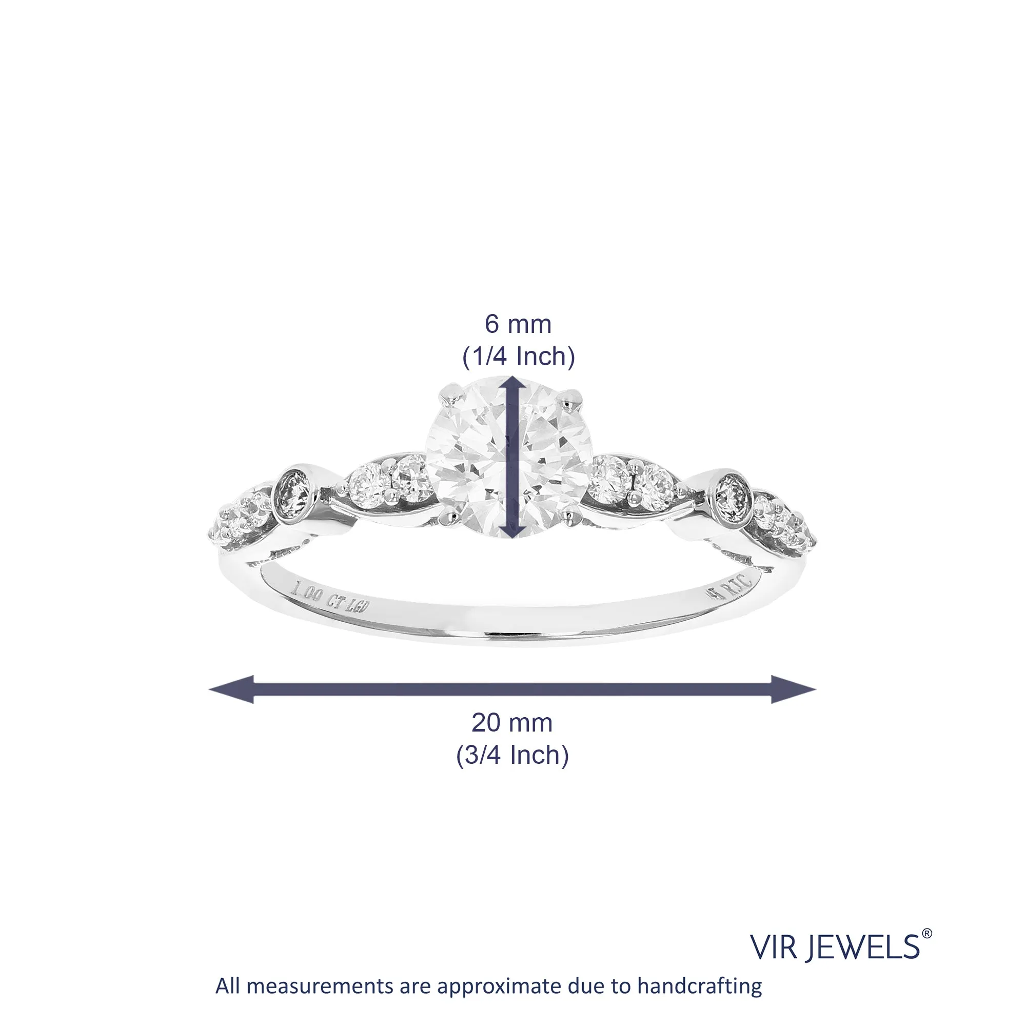 1 cttw Diamond Halo Station Engagement Ring in 14K White Gold