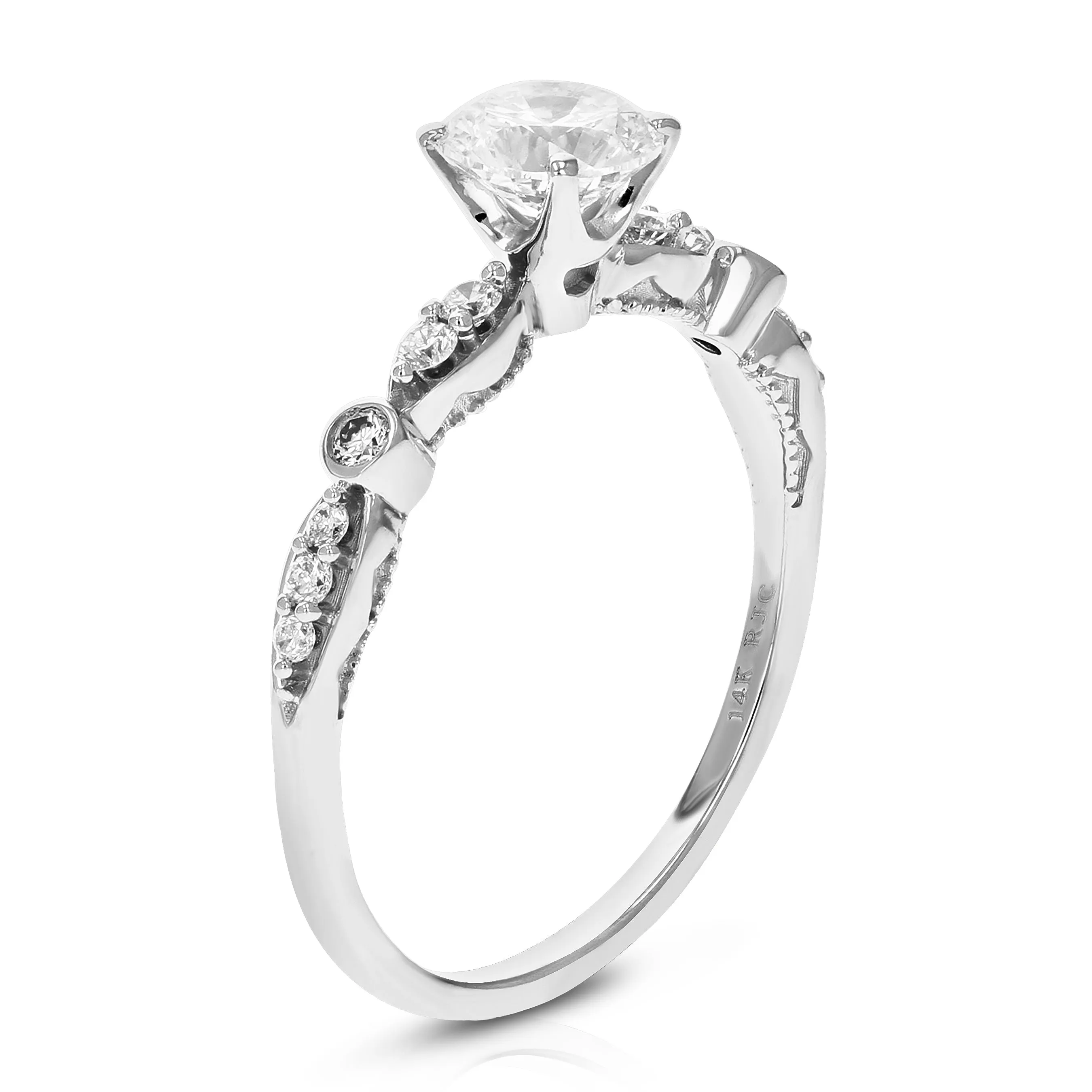 1 cttw Diamond Halo Station Engagement Ring in 14K White Gold