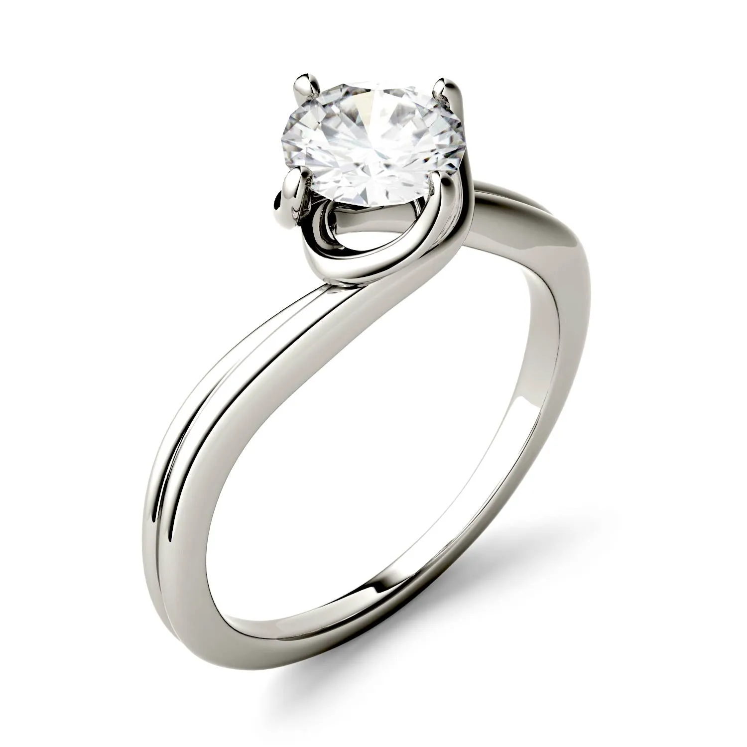 1.00 CTW DEW Round Moissanite Solitaire Engagement Ring in 14K Gold