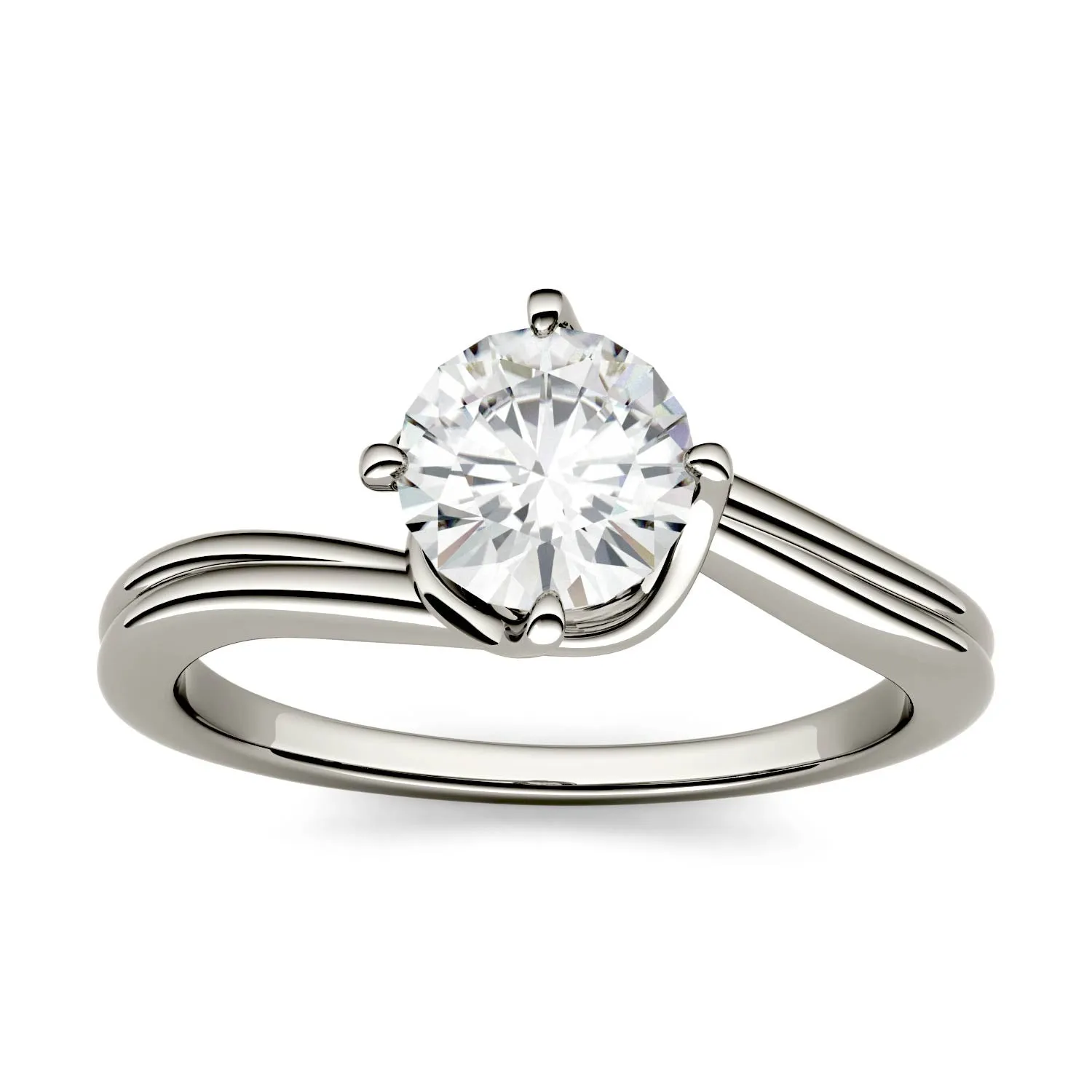 1.00 CTW DEW Round Moissanite Solitaire Engagement Ring in 14K Gold