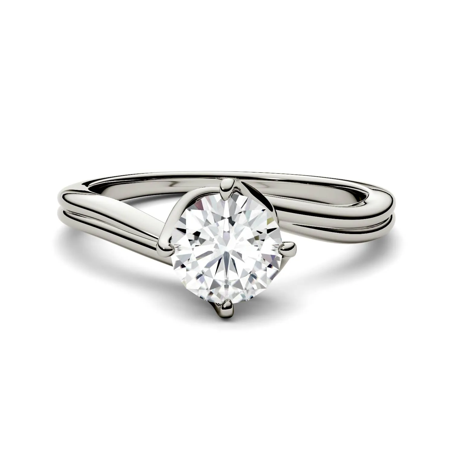 1.00 CTW DEW Round Moissanite Solitaire Engagement Ring in 14K Gold