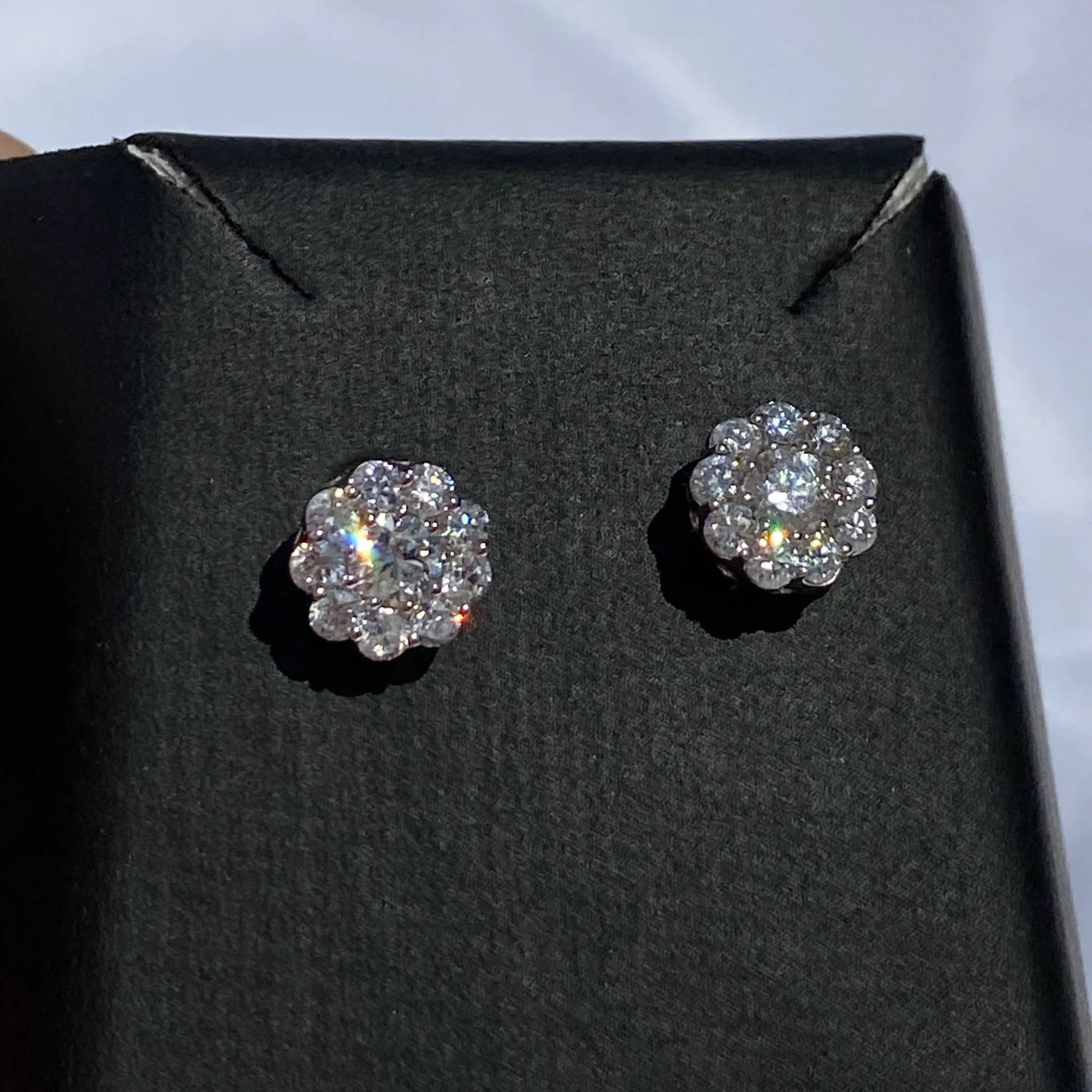 1.00 CTW H-1 Color I1-I2 Clarity Round Brilliant Cut Diamond Cluster Posts