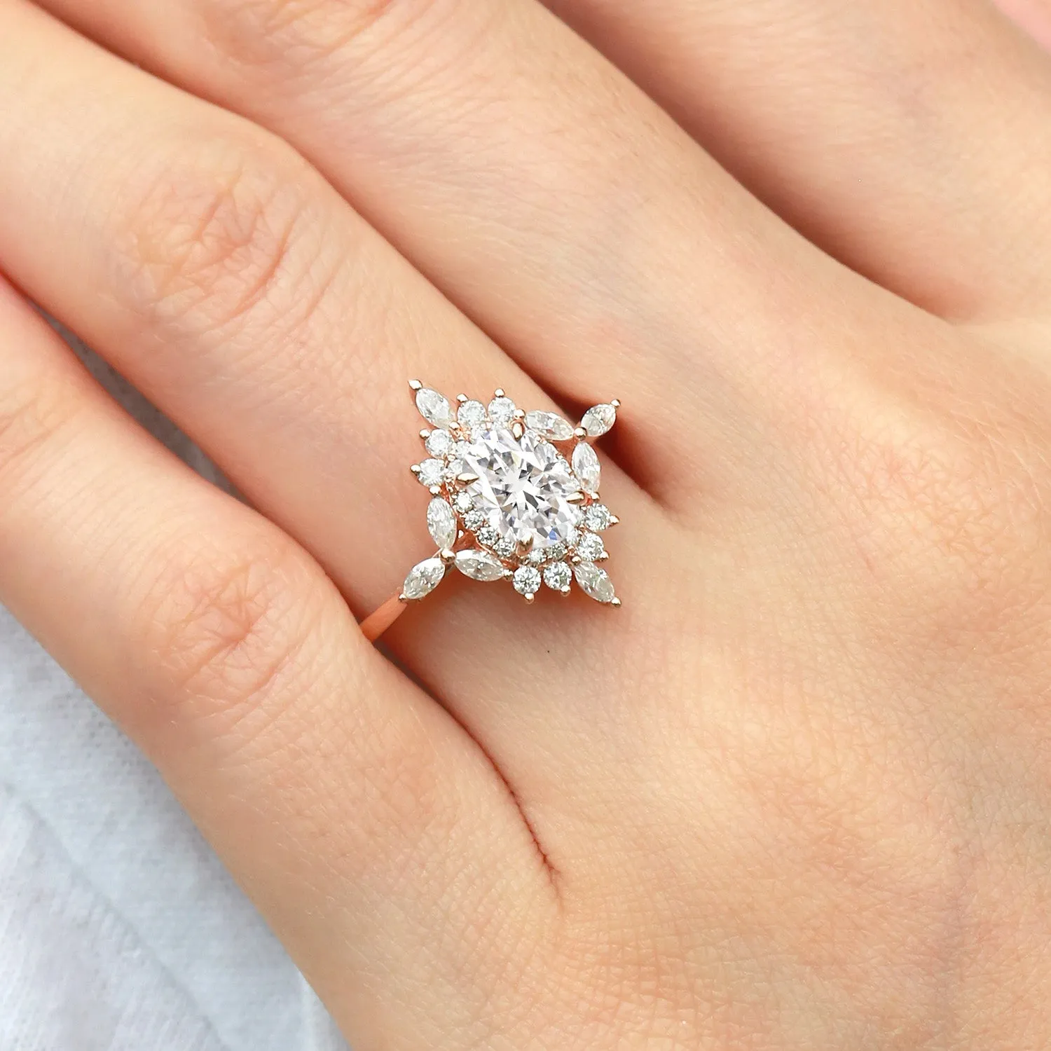 1.0ct Oval Moissanite Floral Vintage Engagement Ring