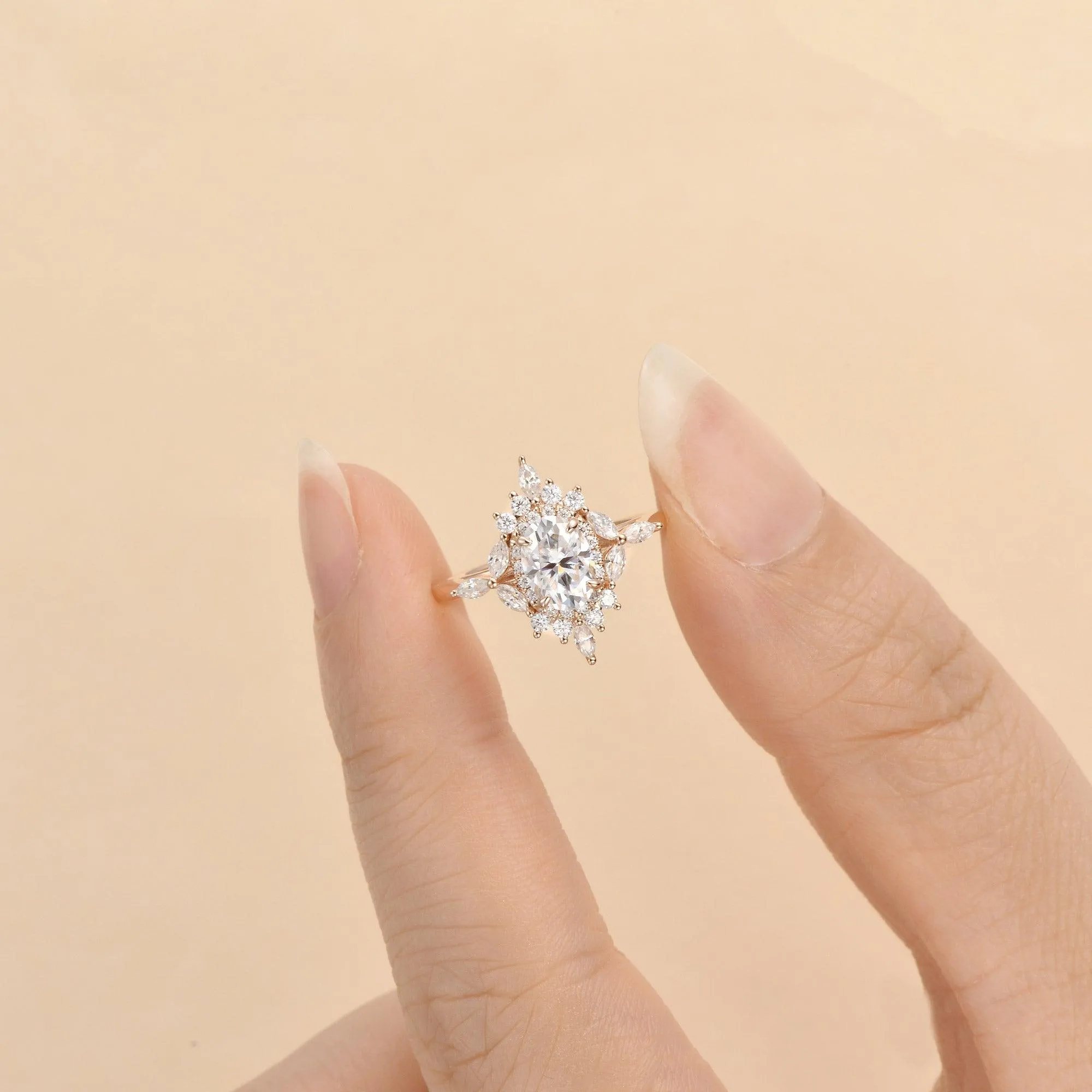 1.0ct Oval Moissanite Floral Vintage Engagement Ring