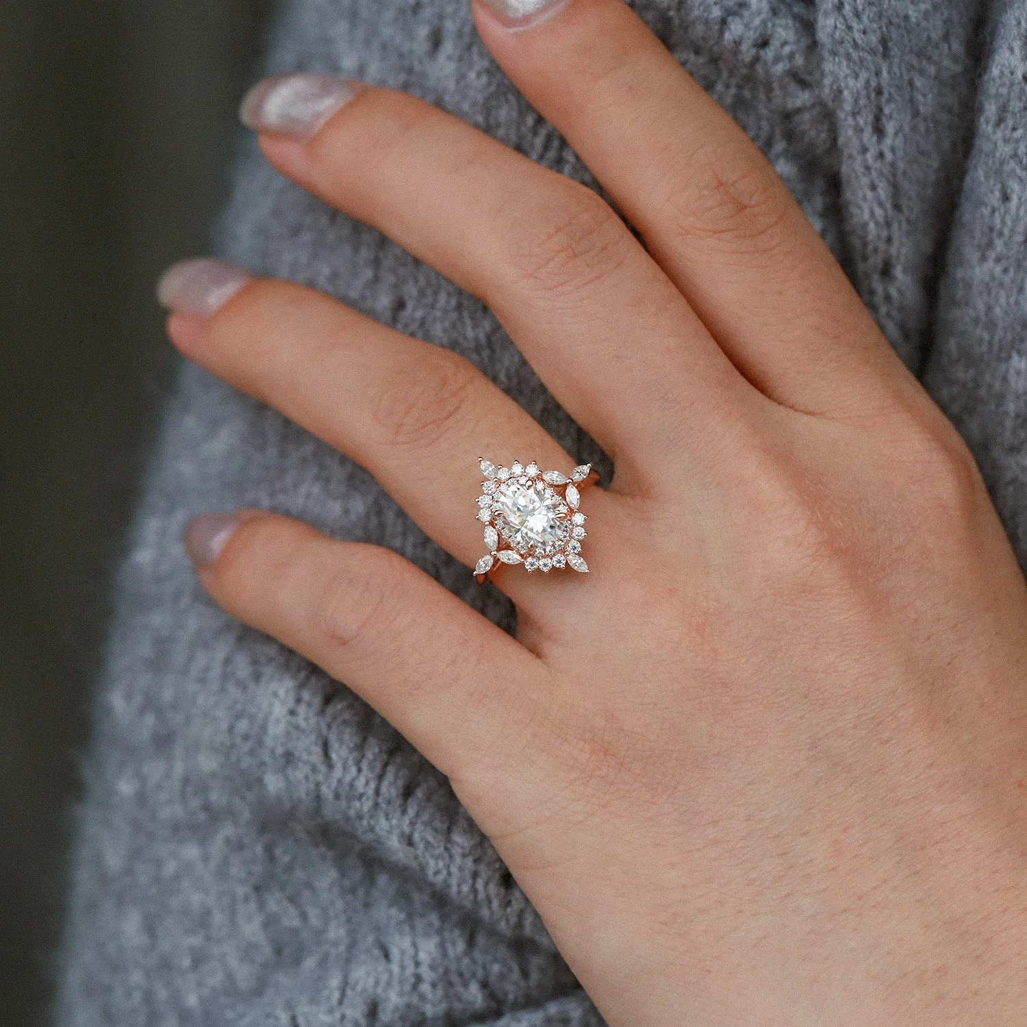 1.0ct Oval Moissanite Floral Vintage Engagement Ring