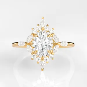 1.0ct Oval Moissanite Floral Vintage Engagement Ring