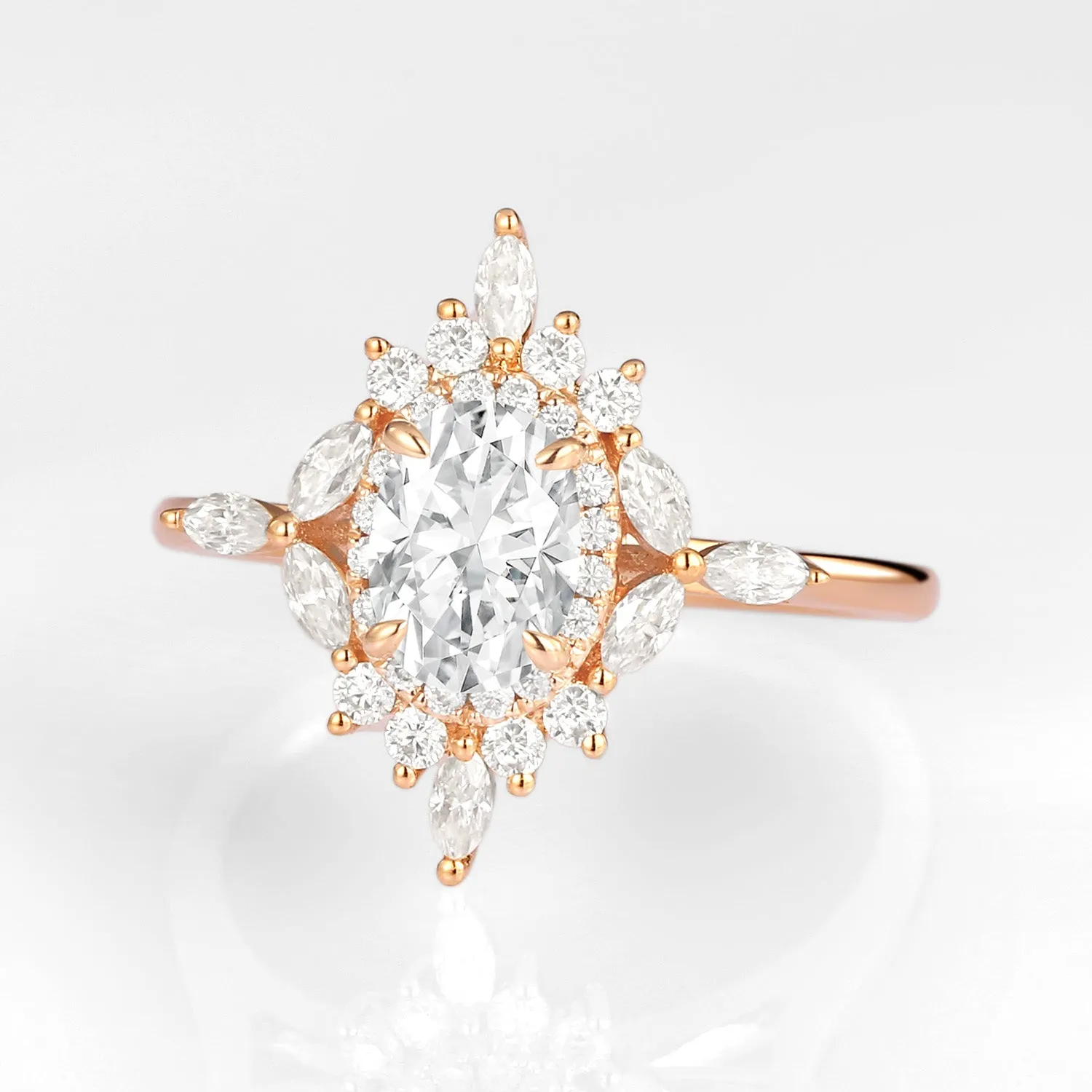 1.0ct Oval Moissanite Floral Vintage Engagement Ring
