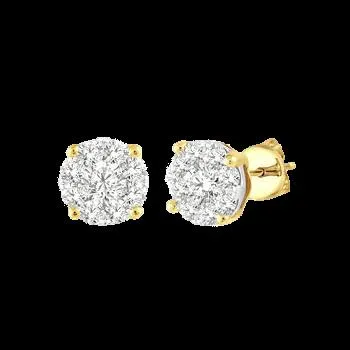 10K 0.12ct Diamond Cluster Earrings