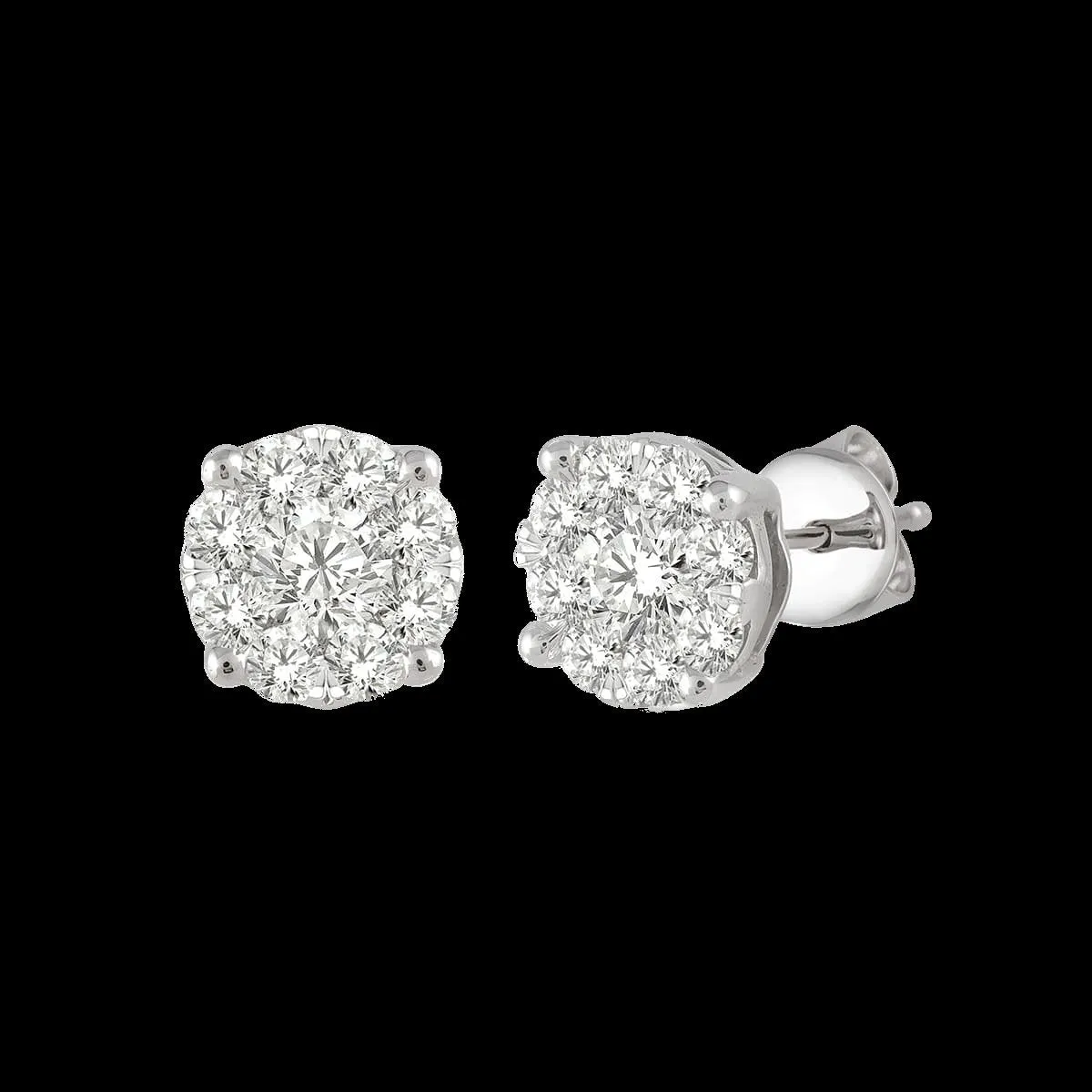 10K 0.12ct Diamond Cluster Earrings