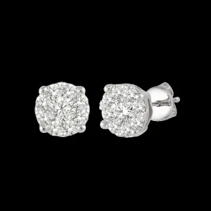 10K 0.12ct Diamond Cluster Earrings
