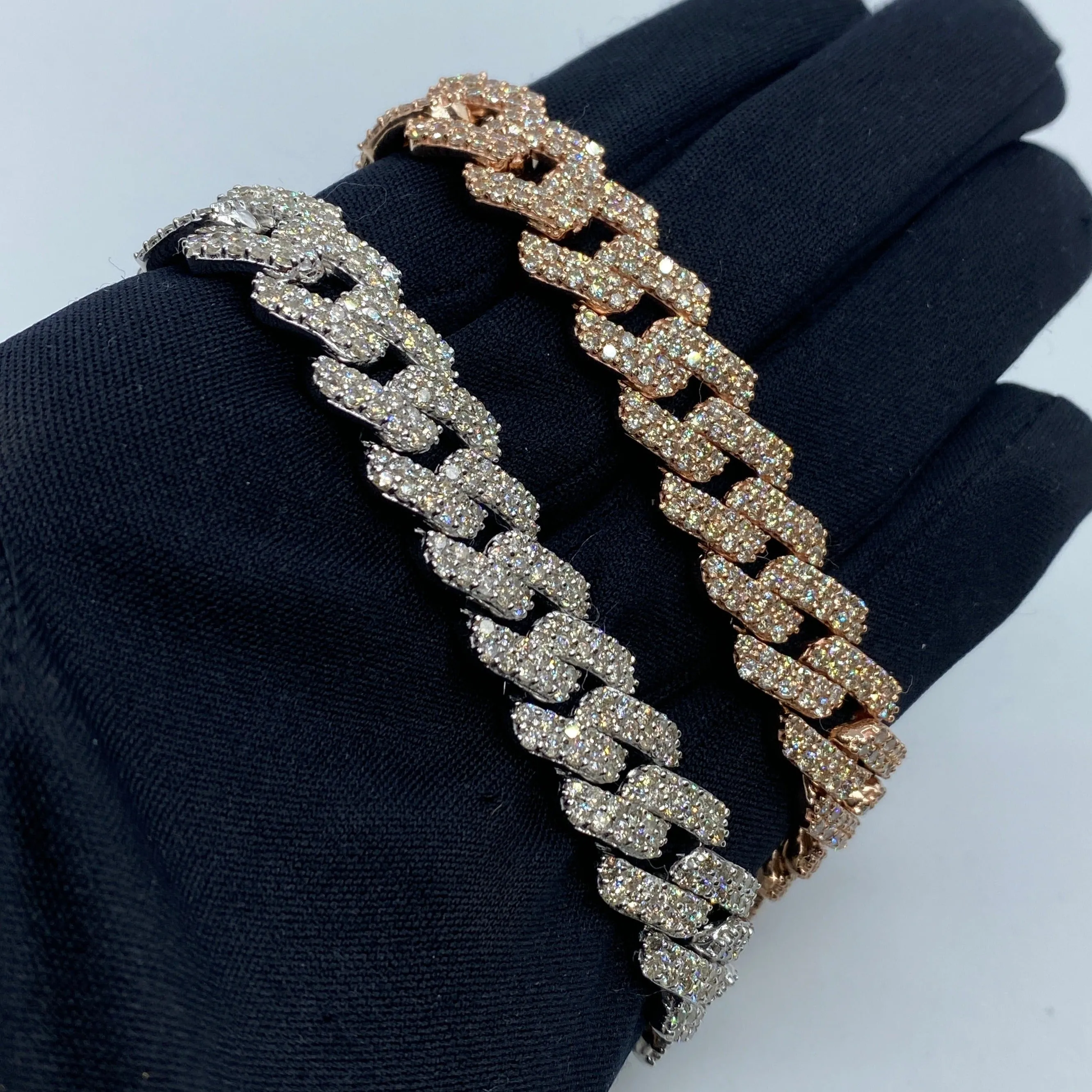 10K 12MM Cuban Link Diamond Bracelet 7.5-8"