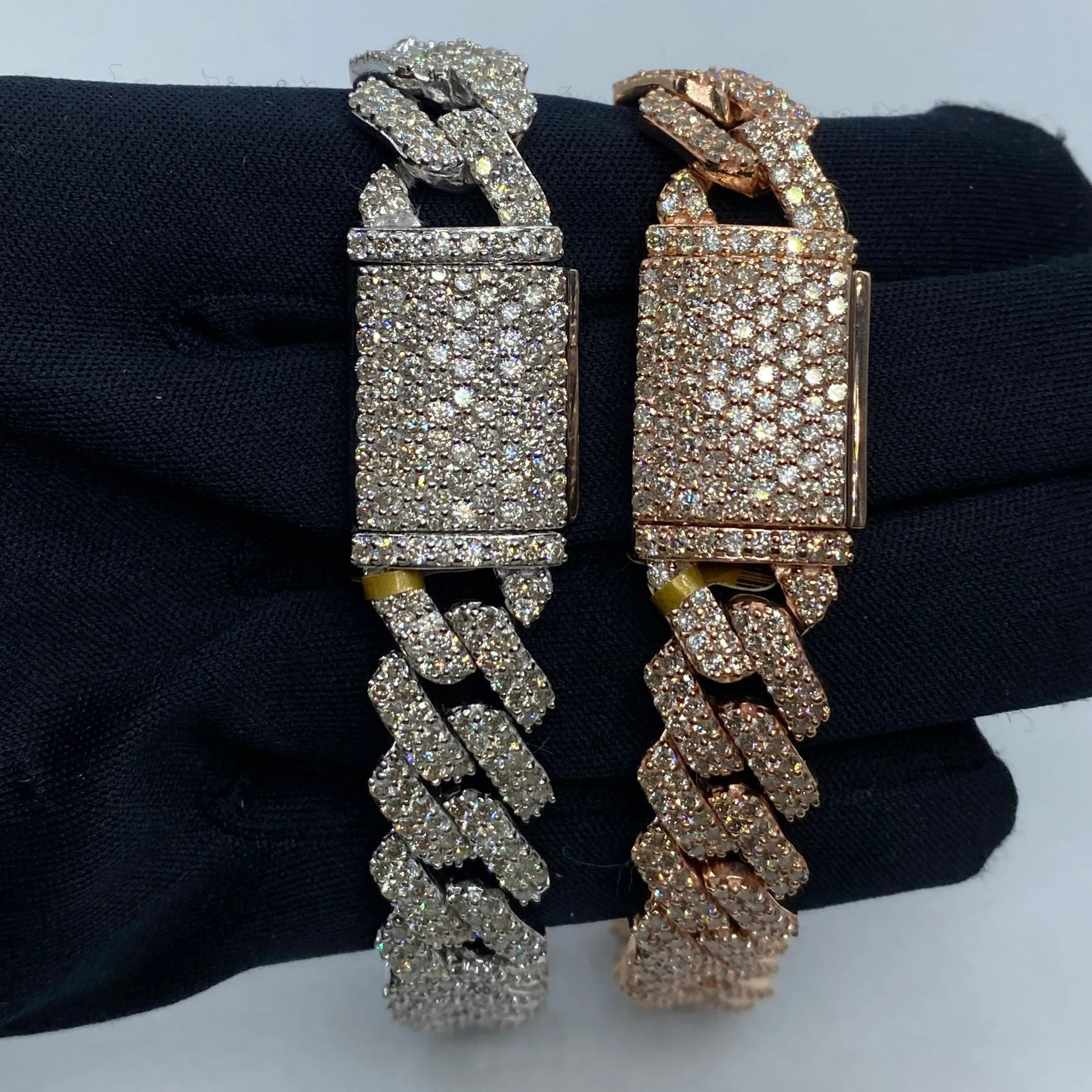 10K 12MM Cuban Link Diamond Bracelet 7.5-8"