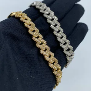 10K 12MM Cuban Link Diamond Bracelet 7.5-8"