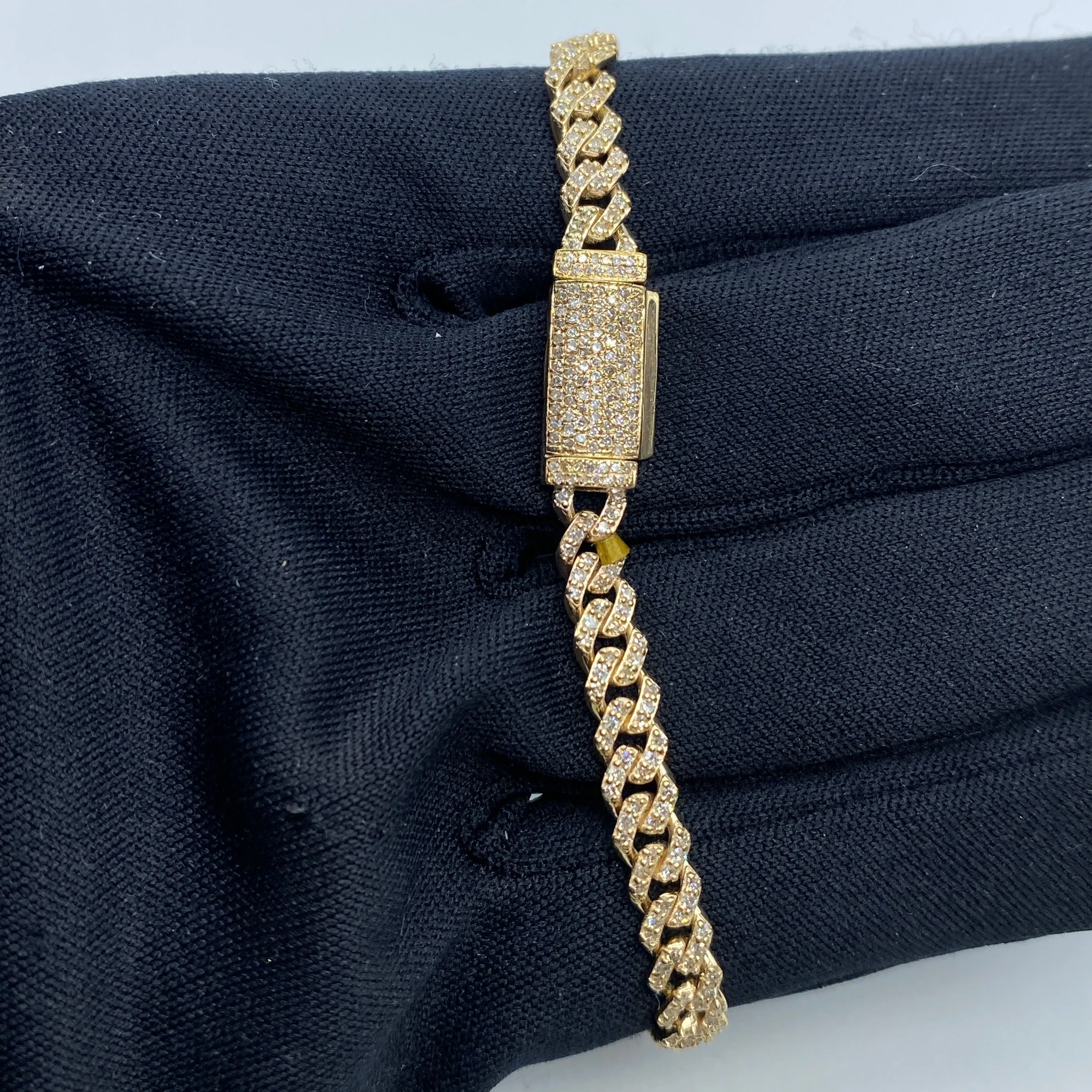 10K 5MM Cuban Link Diamond Bracelet 7"