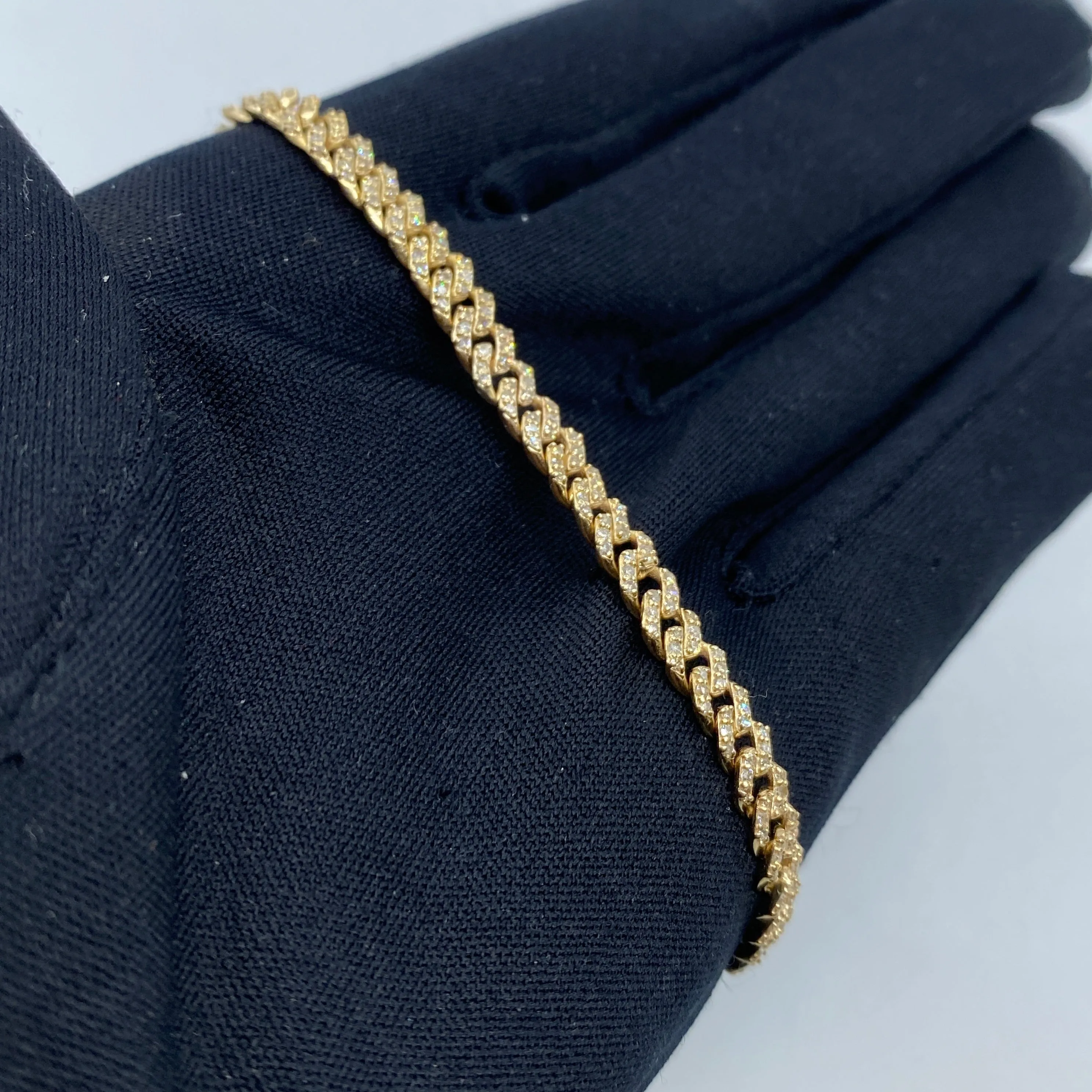10K 5MM Cuban Link Diamond Bracelet 7"