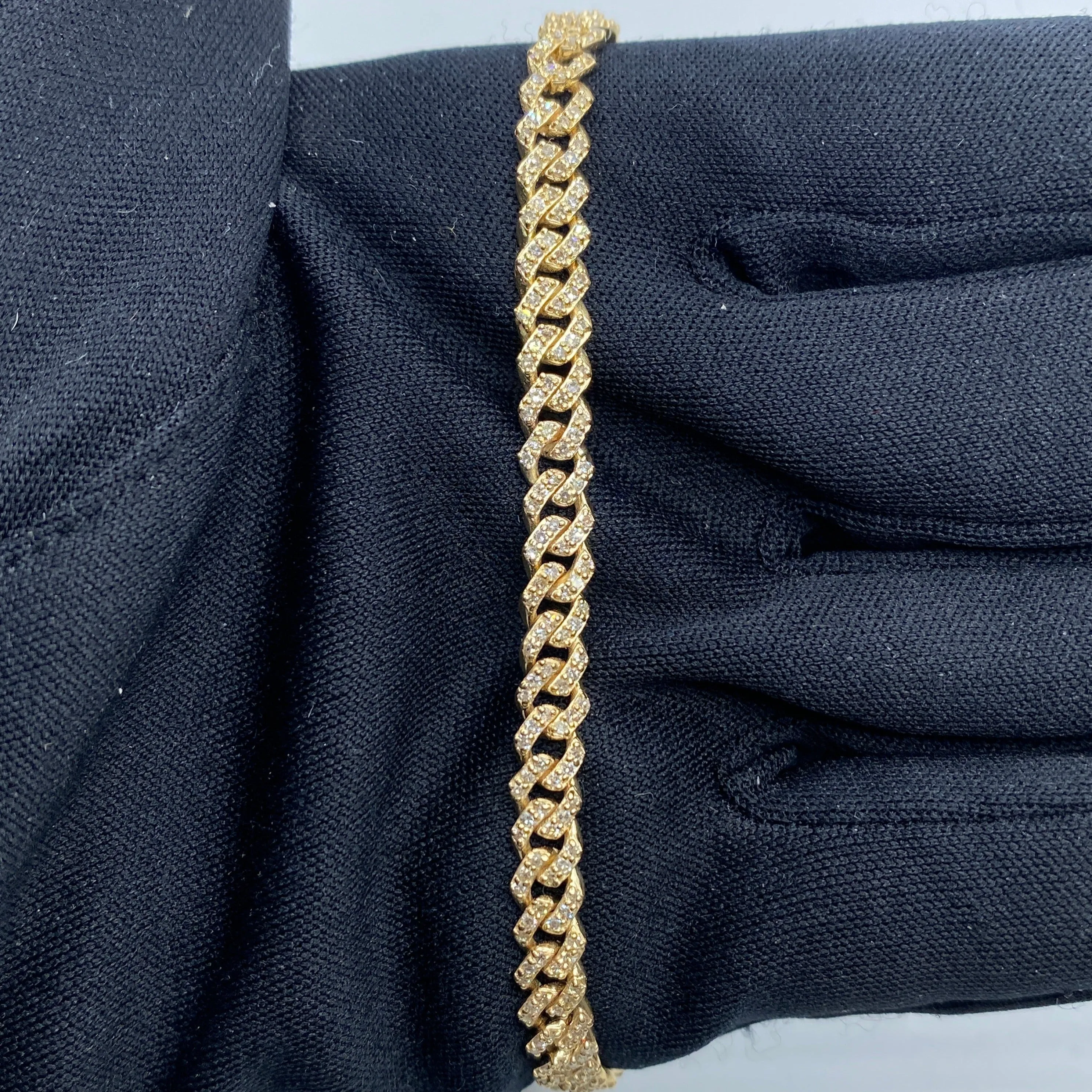 10K 5MM Cuban Link Diamond Bracelet 7"