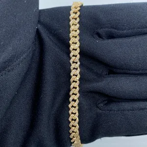 10K 5MM Cuban Link Diamond Bracelet 7"