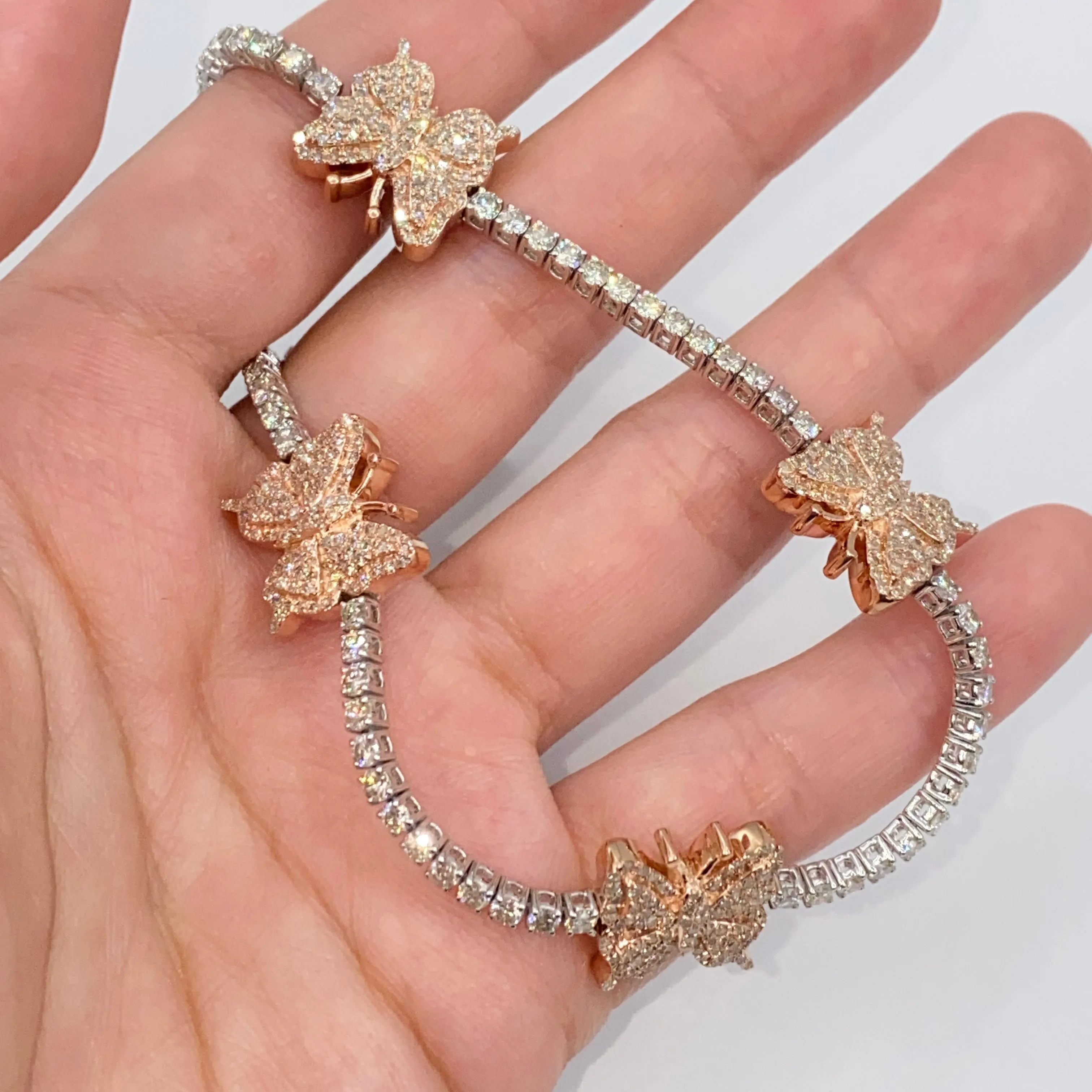 10K Butterfly Tennis Diamond Bracelet