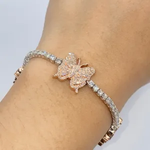 10K Butterfly Tennis Diamond Bracelet