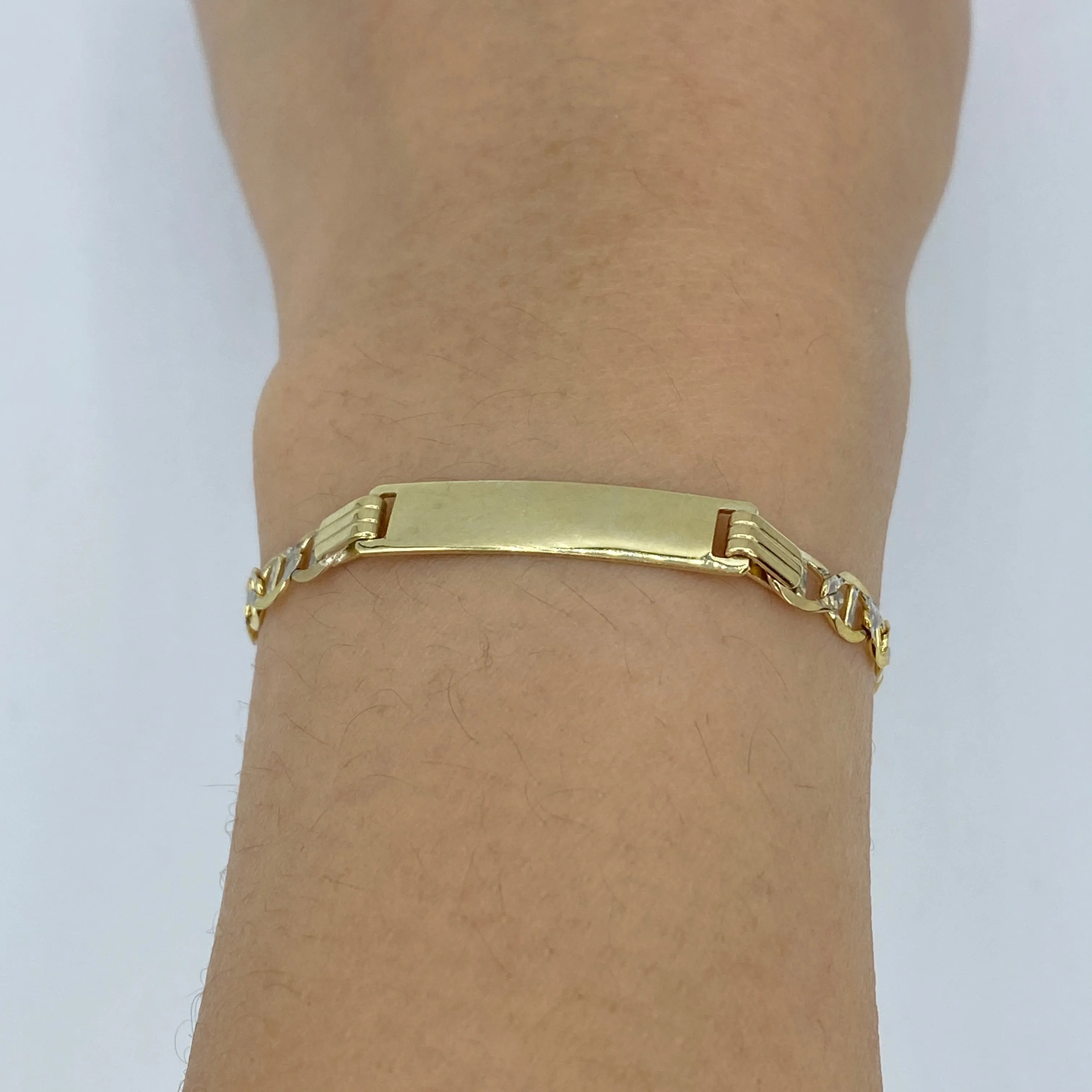 10K Custom Name Plate Two-Tone Mariner Link Baby Bracelet