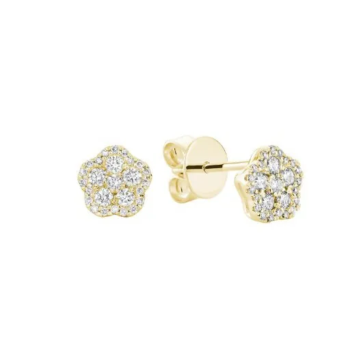 10K Gold (0.30ct) Diamond Cluster Earrings