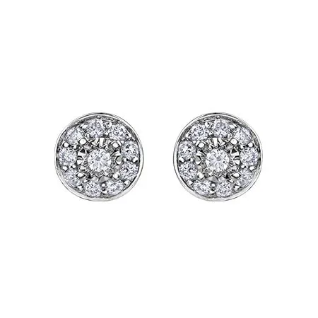10K White Gold (0.17ct ) Diamond Halo Stud Earrings