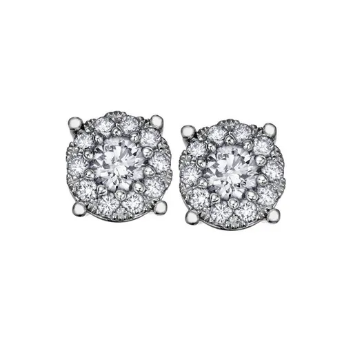 10K White Gold (0.18ct) Diamond Cluster Earrings