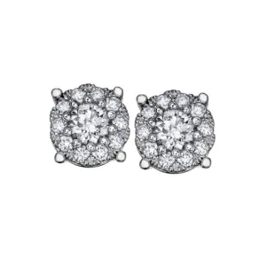 10K White Gold (0.18ct) Diamond Cluster Earrings