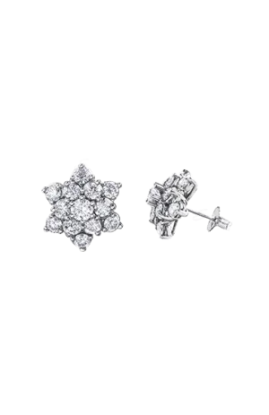 10K White Gold 2.00TDW Diamond Classic Cluster Stud Earrings