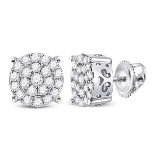 10K White Gold Round Diamond Cindy's Dream Cluster Earrings 3/4 Cttw