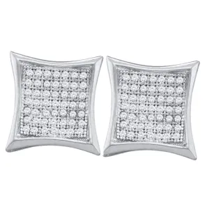 10K White Gold Round Diamond Kite Cluster Earrings 1/3 Cttw