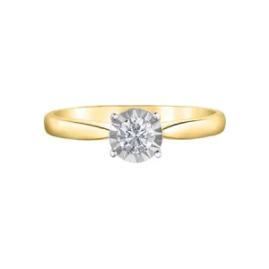 10K Yellow Gold (0.25ct) Diamond Illusion Setting Solitaire Engagement Ring