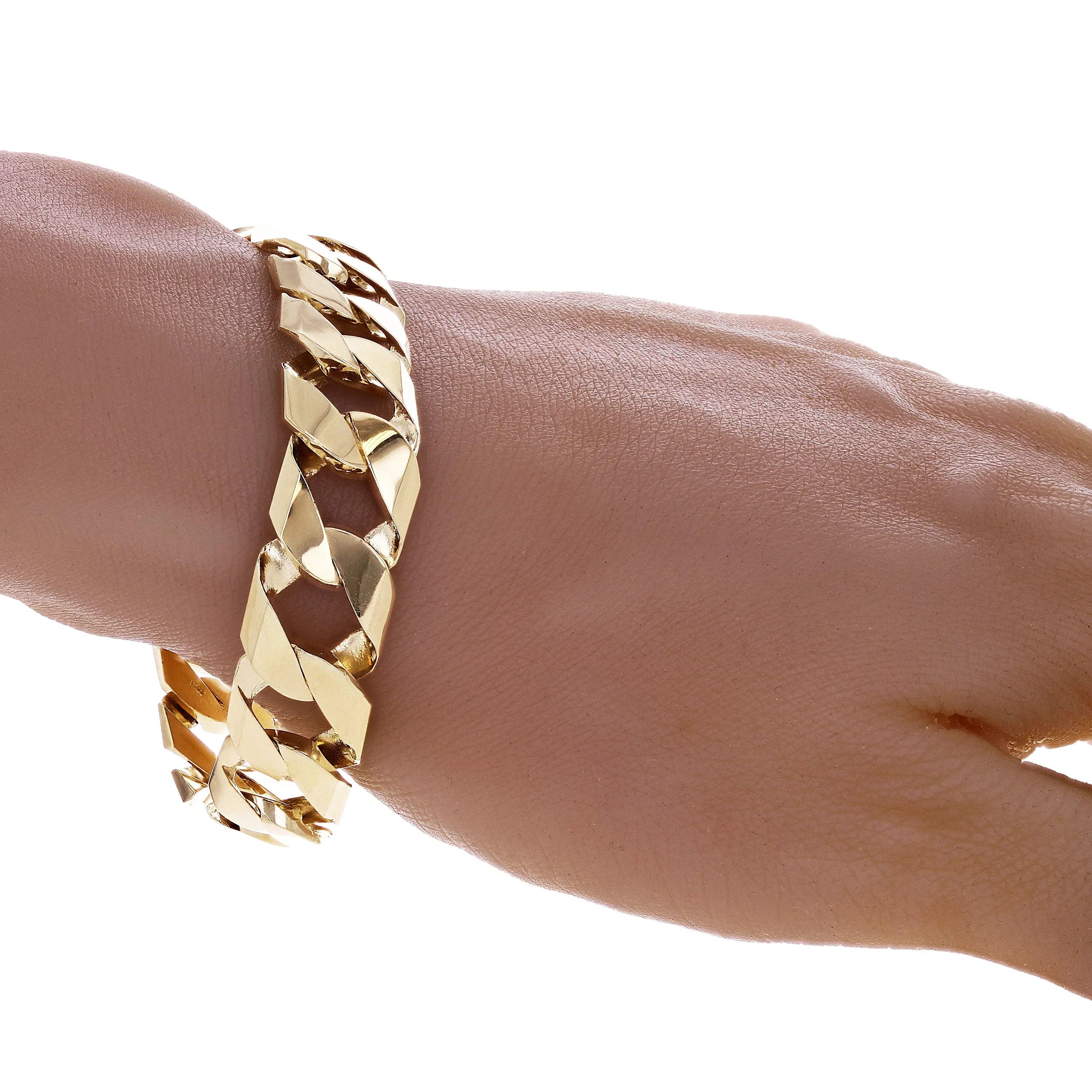 10k Yellow Gold Cuban Chain Link Bracelet 7" 13.8mm 26.9 grams