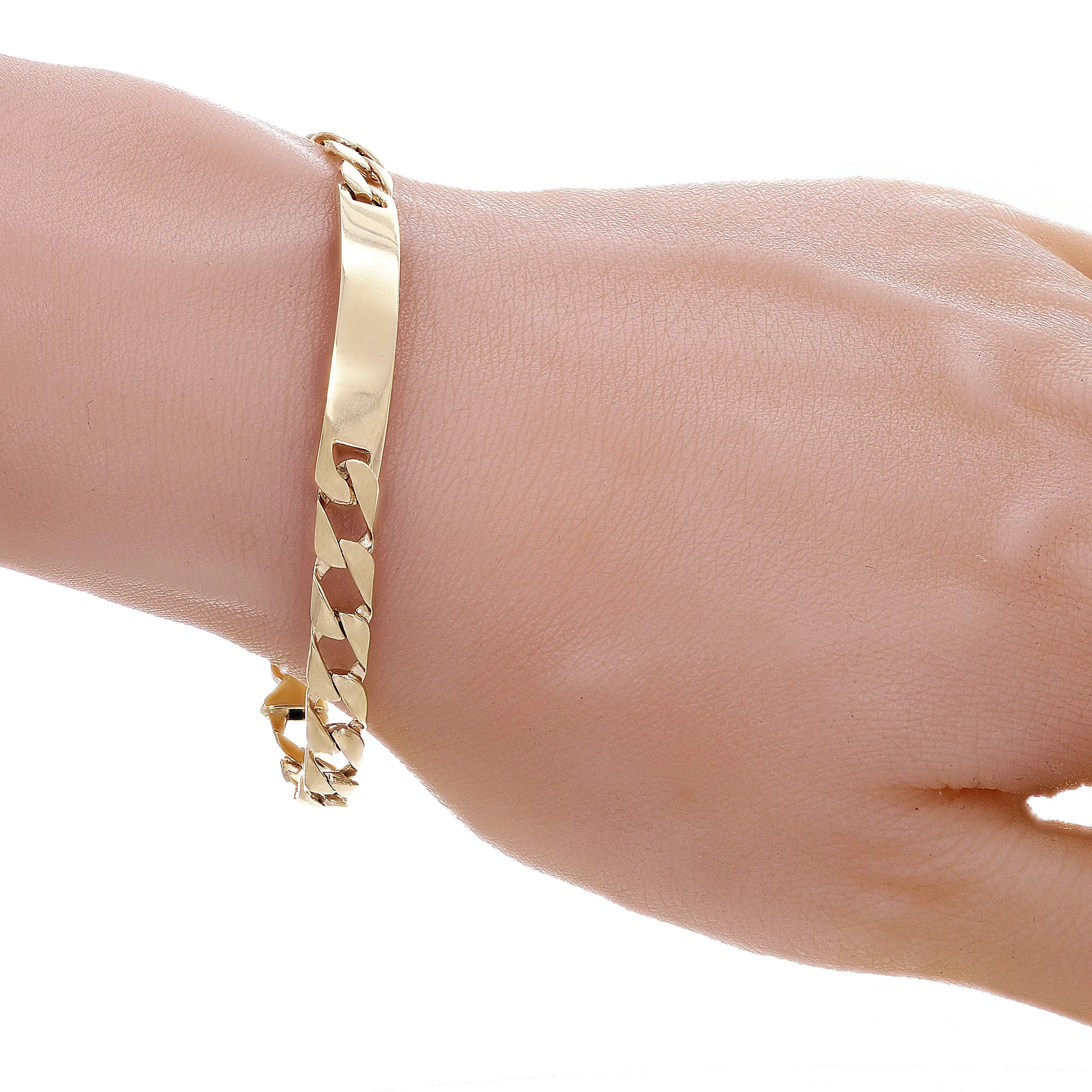 10k Yellow Gold Cuban ID Bracelet 7mm Various Lengths