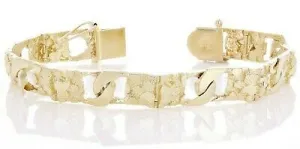10k Yellow Gold Cuban Nugget Bracelet 7" 9mm 17 grams