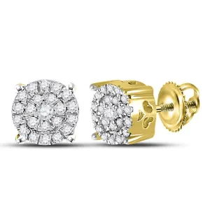 10K Yellow Gold Round Diamond Cindys Dream Cluster Earrings 1/8 Cttw