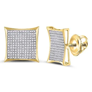 10K Yellow Gold Round Diamond Kite Cluster Earrings 7/8 Cttw