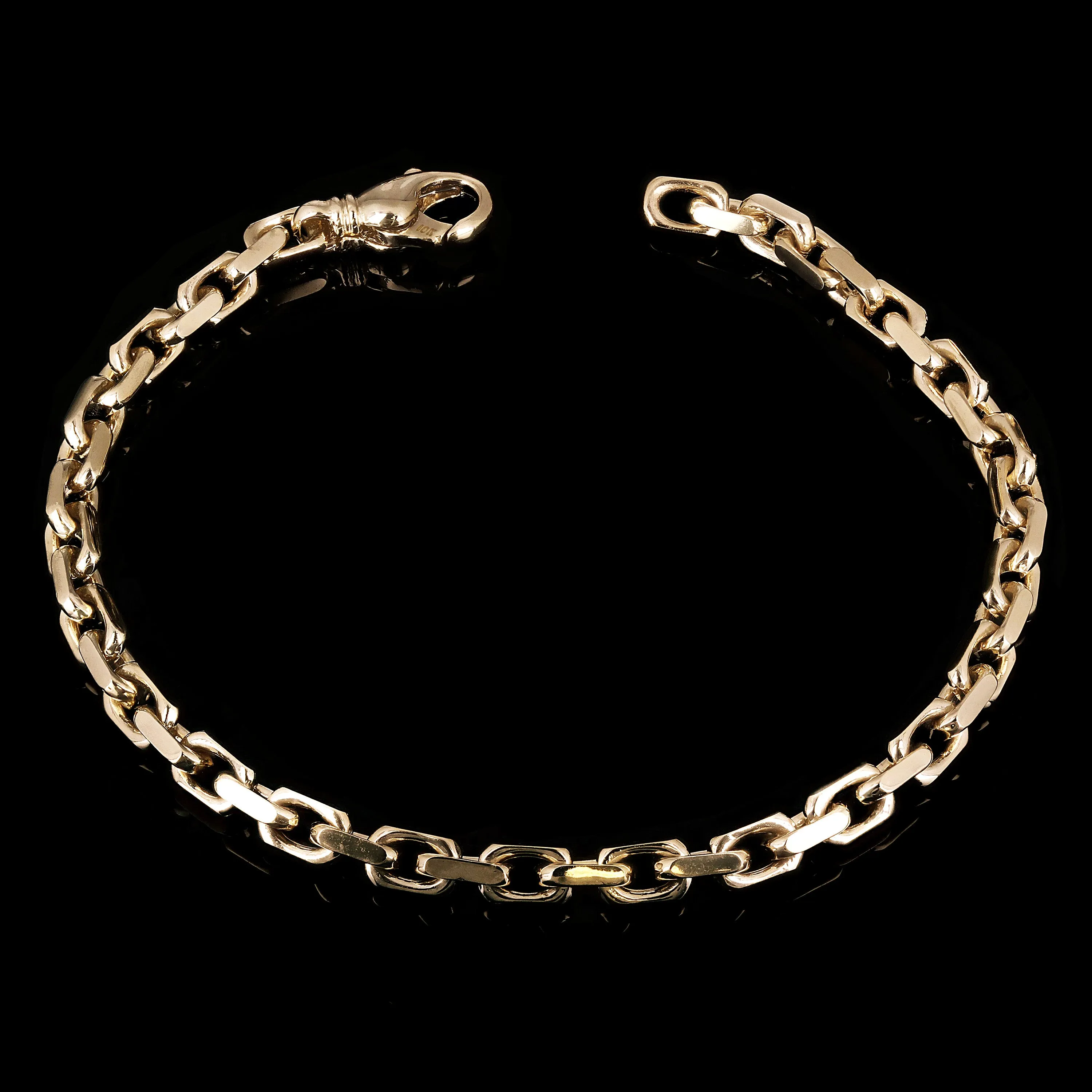 10k Yellow Gold Solid Handmade Fashion Link Chain Bracelet 7" - 9.5" 4.8mm